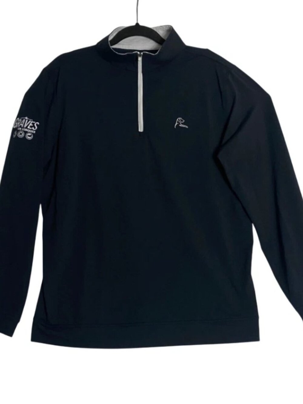 Rhoback Black 1/4 Zip Casual Golf Pullover Sweater Mens Size Medium Embroidered